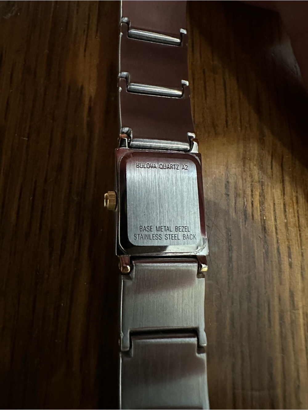 Vintage Bulova Two-Tone Silver and Gold Women's Square Bracelet Watch - Picture 6 of 6